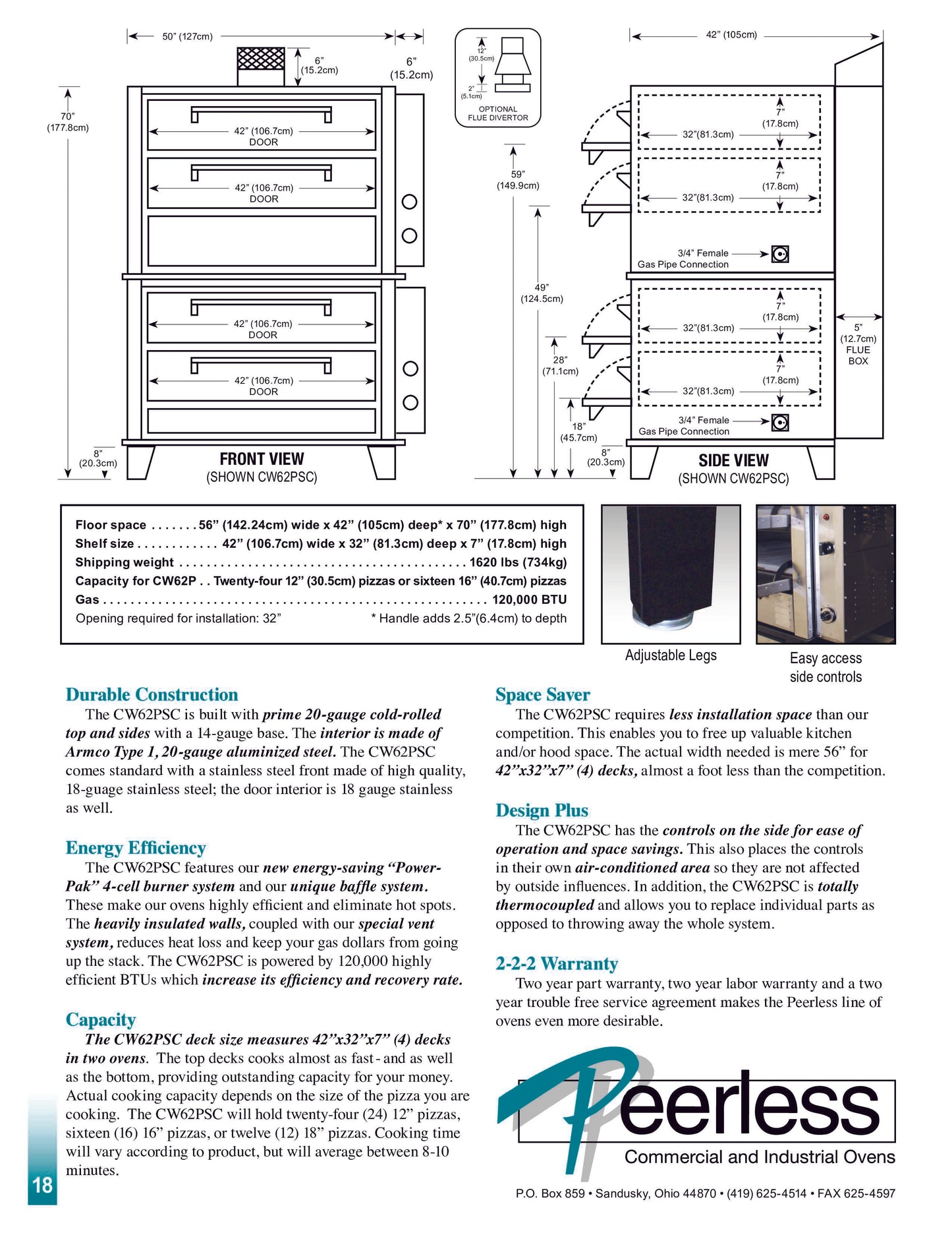 Peerless CW62PSC Double Stack Gas Deck Oven