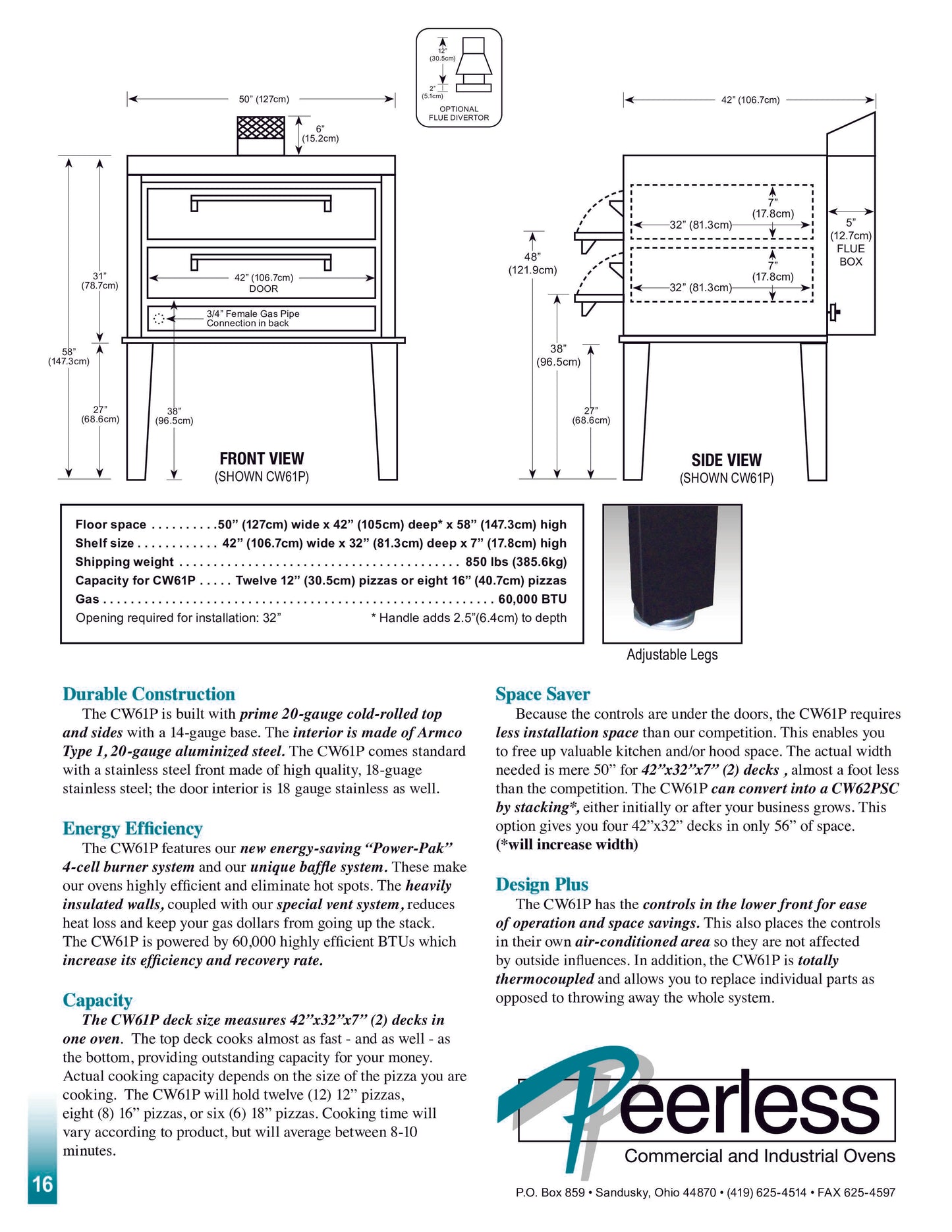 Peerless CW61P Two-Deck Gas Deck Oven