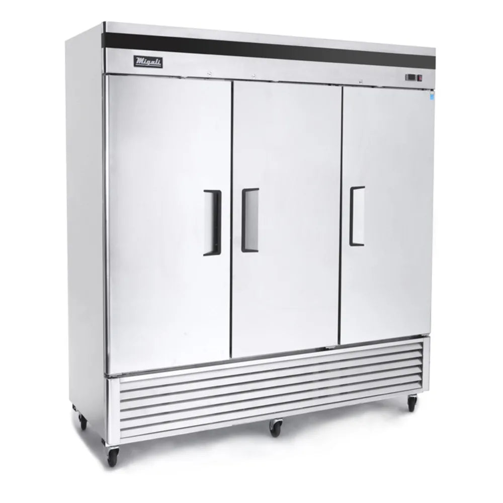 Migali C-3RB-HC 81 9/10" Three Section Reach In Refrigerator, (3) Left/Right Hinge Solid Doors, 115v
