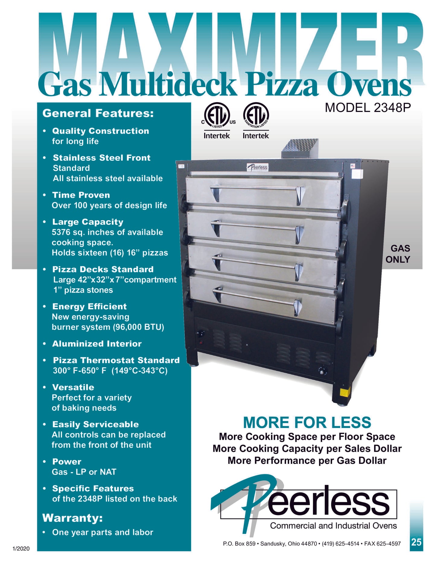 Peerless 2348P Multi-Deck Gas Oven