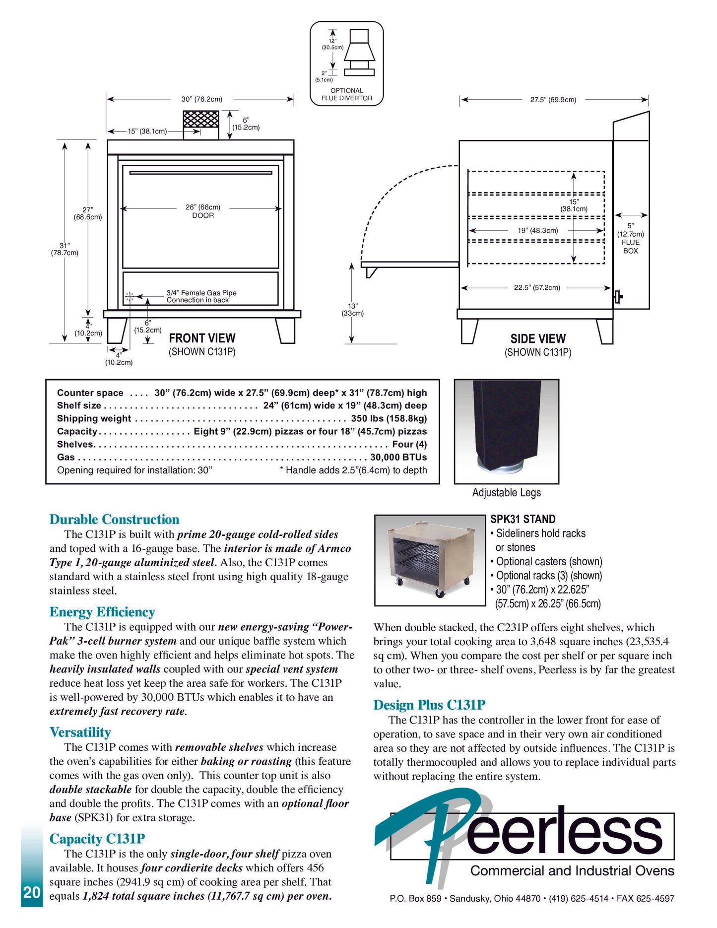 Peerless C131P Single Stack Gas Deck Oven