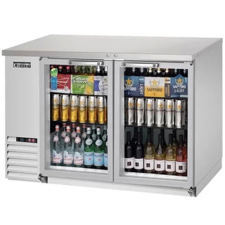 Everest Refrigeration EBB59G-SD-SS Stainless Steel Two Section Sliding Glass Door Back Bar Cooler