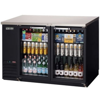 Everest Refrigeration EBB48G 49 Inch Black Two Section Glass Door Back Bar Cooler