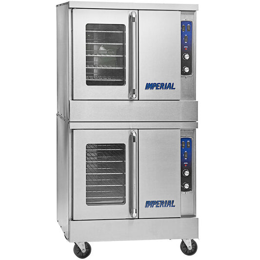 Imperial Range PCVG-2 Pro Series Double-Deck Two-Door Natural Gas Convection Oven with Two-Speed Motor - 140,000 BTU