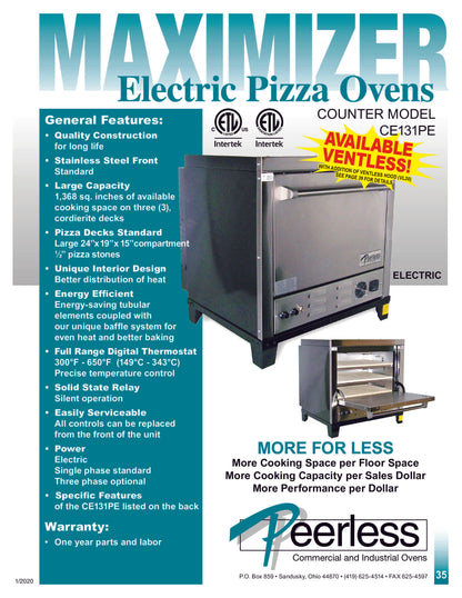 Peerless CE131PE Single Deck Electric Oven