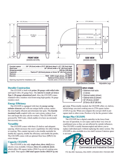 Peerless CE131PE Single Deck Electric Oven
