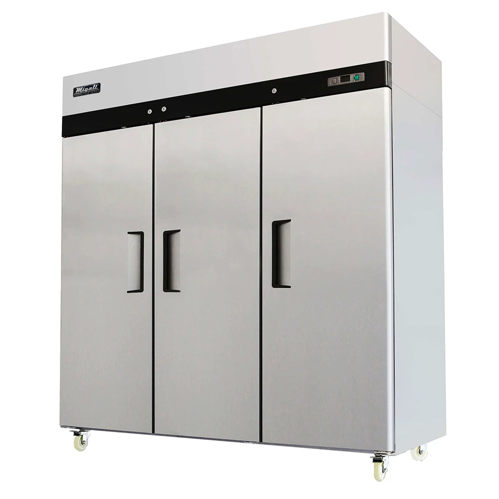 Migali C-3F-HC 77" Three Section Reach In Freezer, (3) Solid Doors, 115/208-230v/1ph