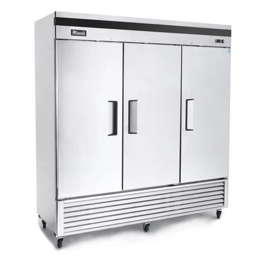Migali C-3RB-HC 81 9/10" Three Section Reach In Refrigerator, (3) Left/Right Hinge Solid Doors, 115v