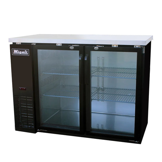 Migali C-BB48G-HC 48 3/4" Bar Refrigerator - 2 Swinging Glass Doors, 115v