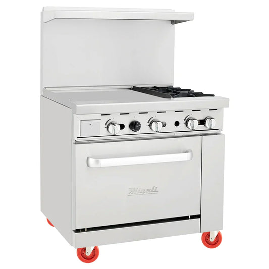 Migali C-RO2-24GL-NG 36" 2 Burner Gas Range w/ Griddle & Standard Oven, Natural Gas