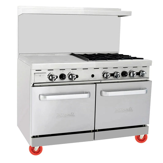 Migali C-RO4-24GL-LP 48" 4 Burner Gas Range w/ Griddle & (2) Space Saver Ovens, Liquid Propane