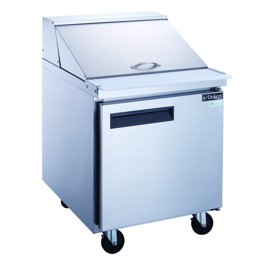 Dukers DSP29-12M-S1 29" One Door Mega Top Refrigerated Food Prep Table with Cutting Board and Food Pans