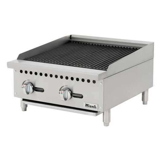 Migali C-RB24 24" Natural Gas Charbroiler w/ Cast Iron Grates, 70,000 BTU