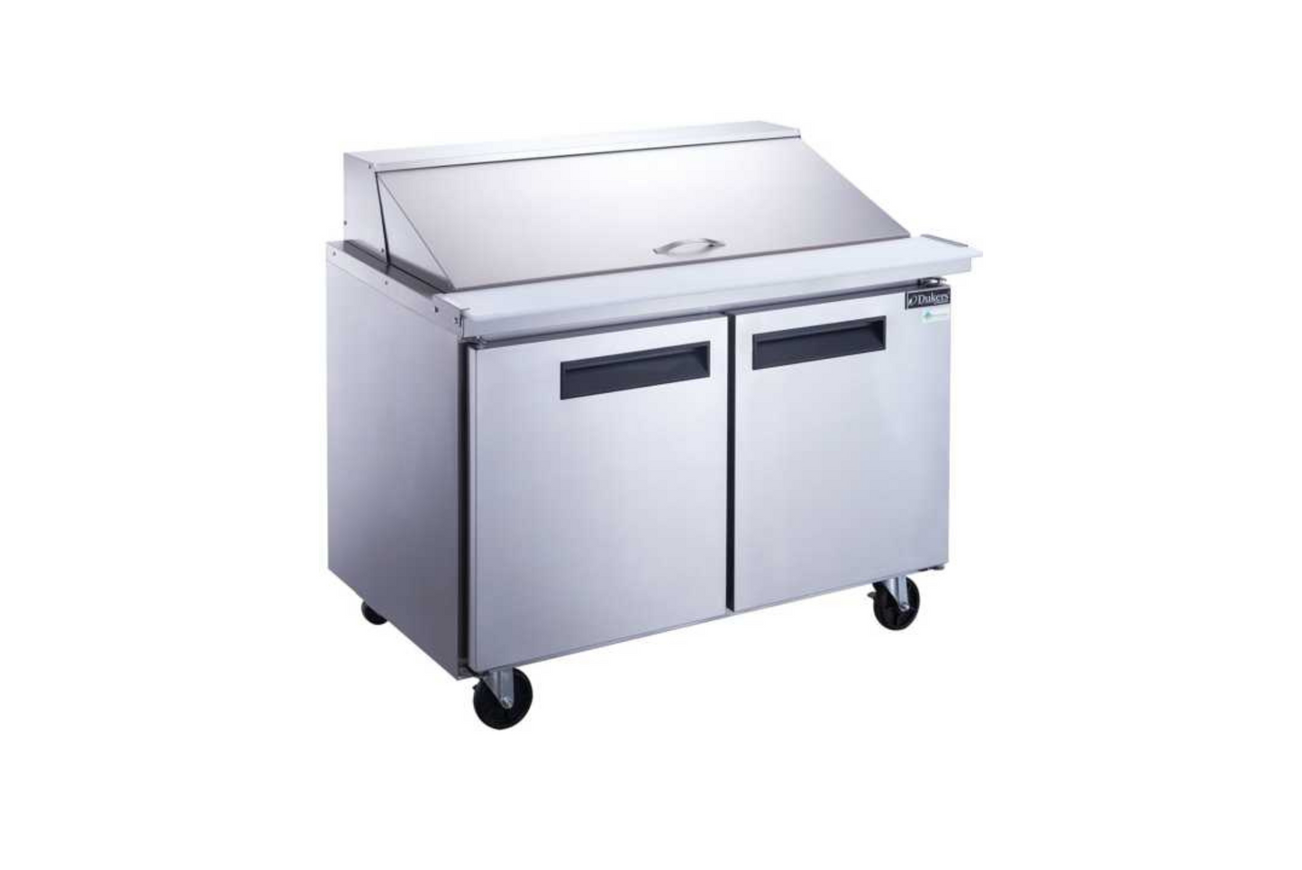 Dukers DSP48-18M-S2 48" Two Door Mega Top Refrigerated Food Prep Table with Cutting Board and Food Pans