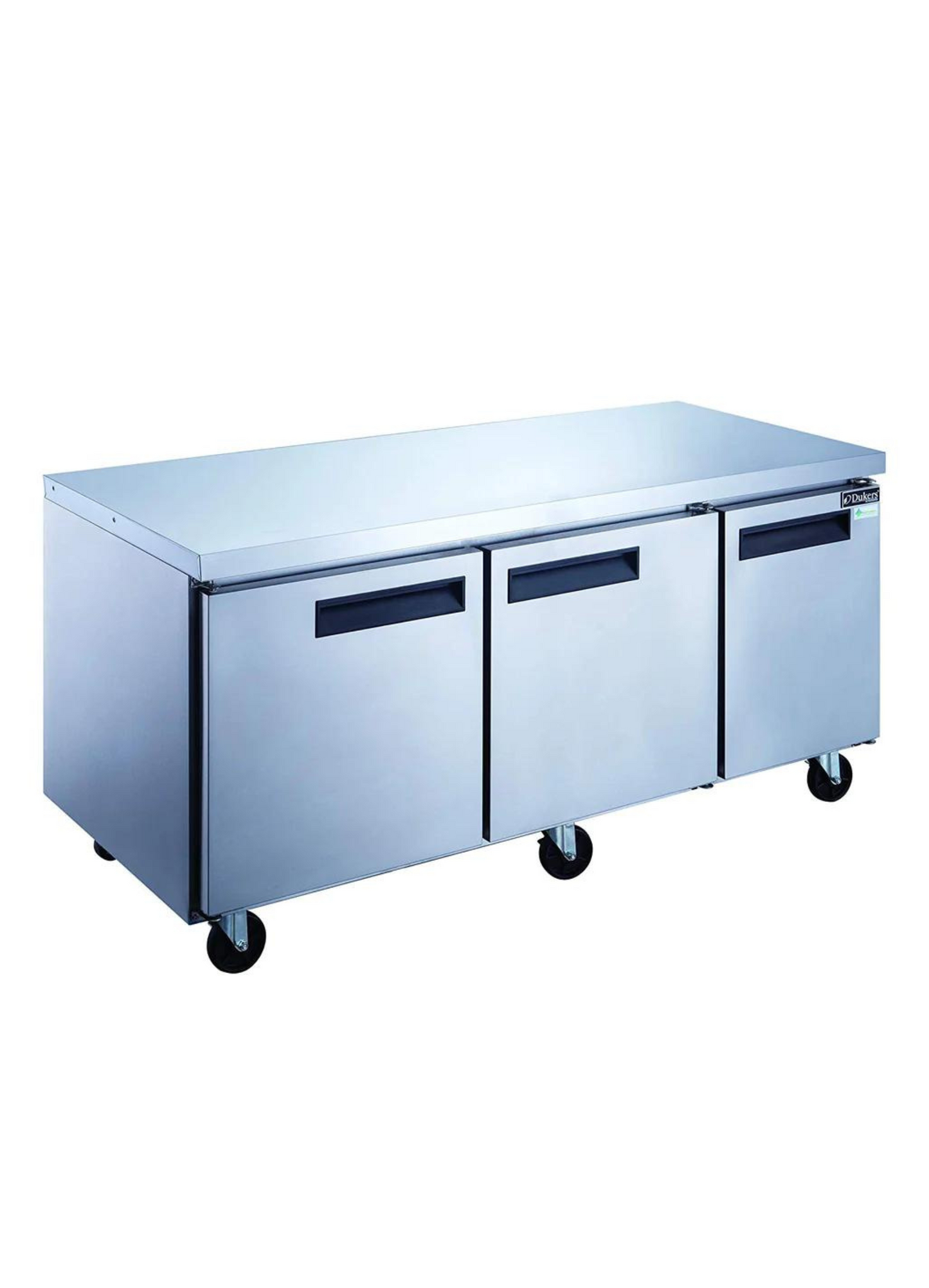 Dukers DUC72F 72" Three Door Undercounter Commercial Freezer in Stainless Steel - 18.96 Cu. Ft.