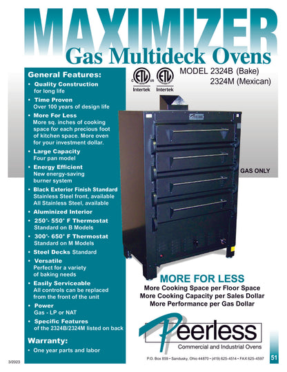 Peerless 2324M Multi-Deck Mexican Gas Deck Oven