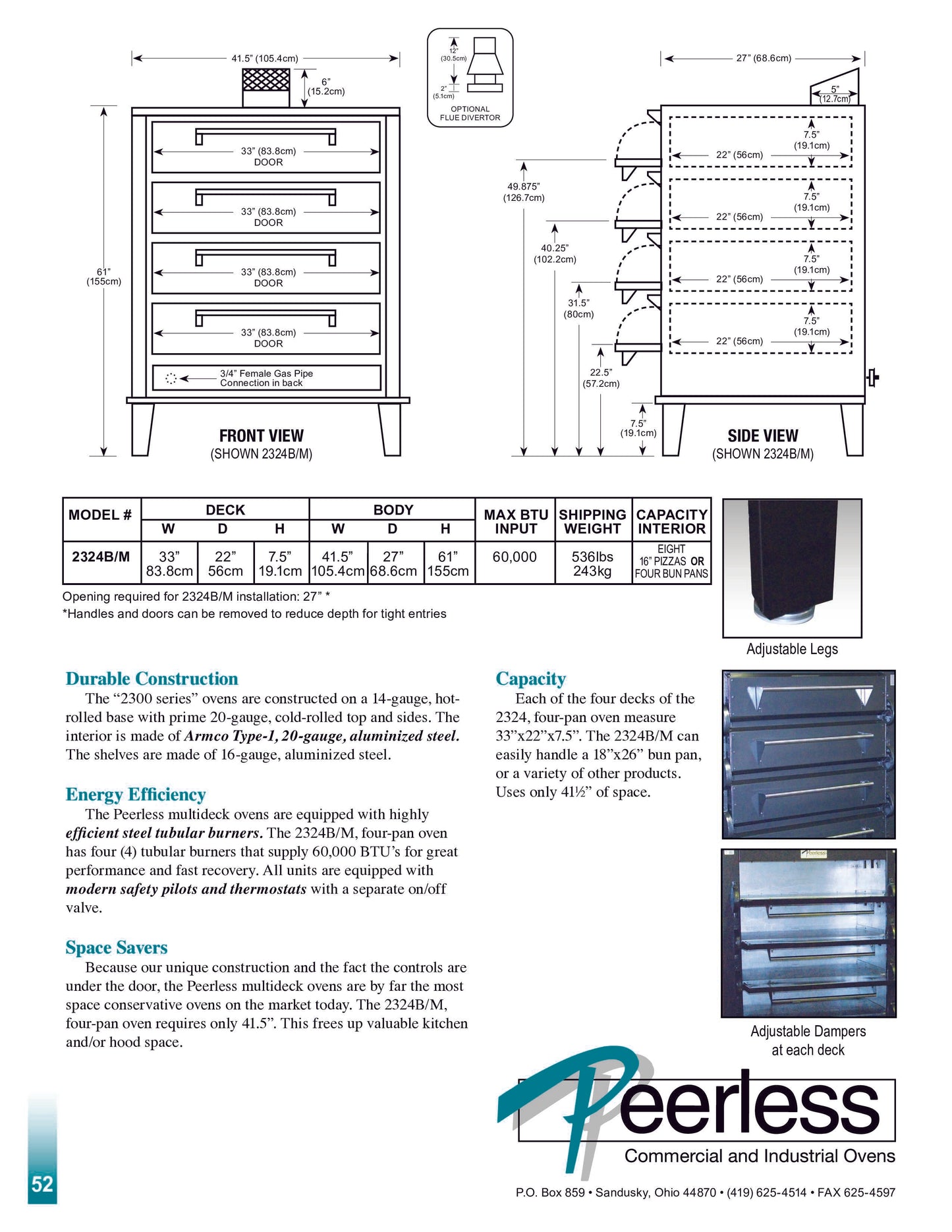 Peerless 2324M Multi-Deck Mexican Gas Deck Oven