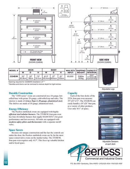 Peerless 2324M Multi-Deck Mexican Gas Deck Oven