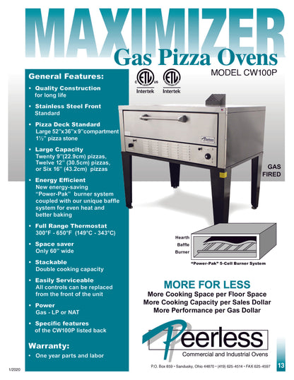 Peerless CW41P Single Stack Gas Deck Oven