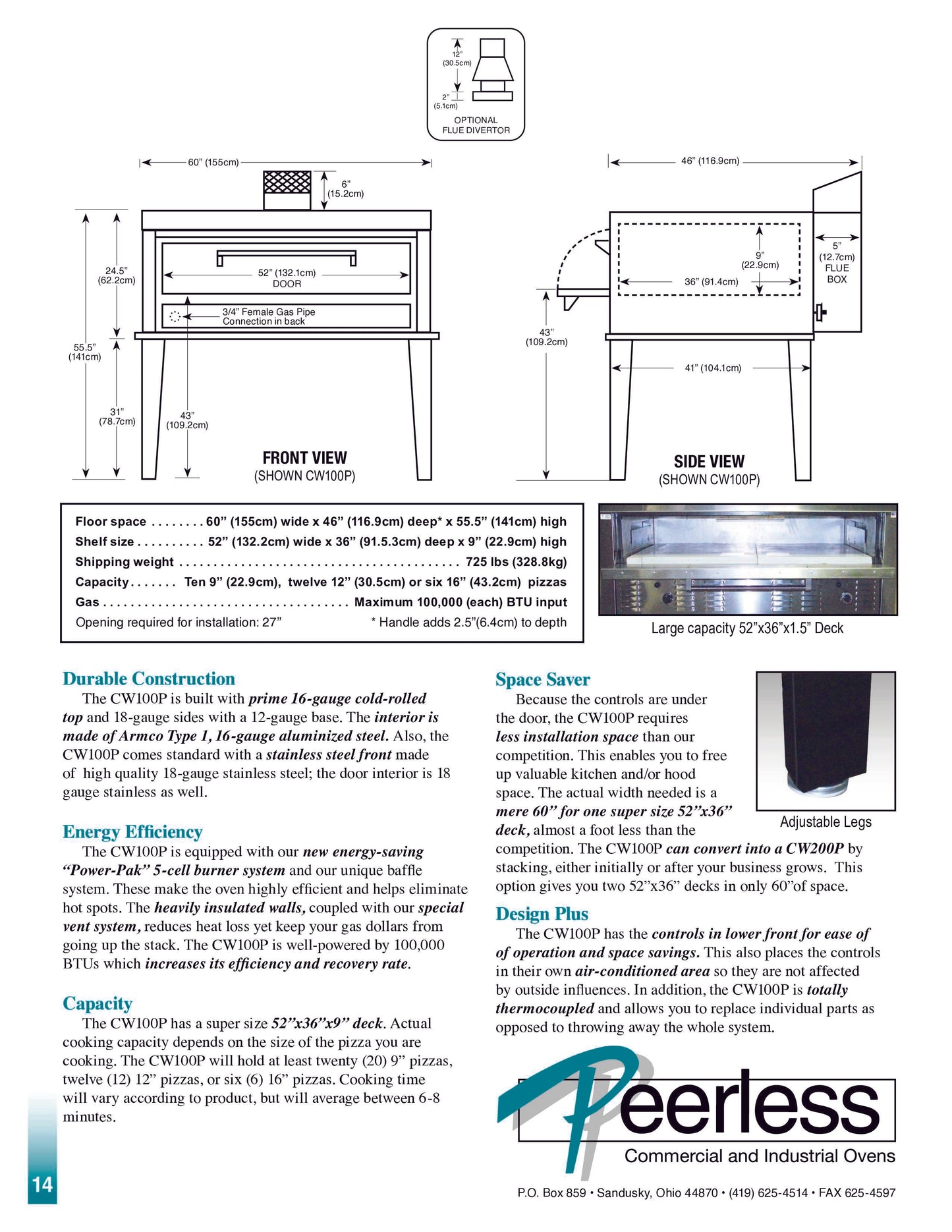 Peerless CW41P Single Stack Gas Deck Oven