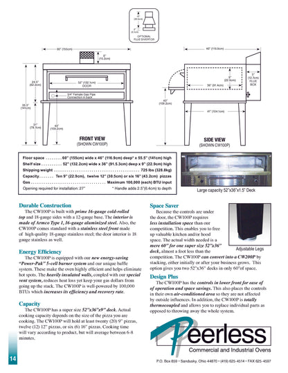 Peerless CW41P Single Stack Gas Deck Oven