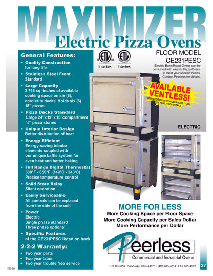 Peerless CE231PESC Double Stack Electric Deck Oven