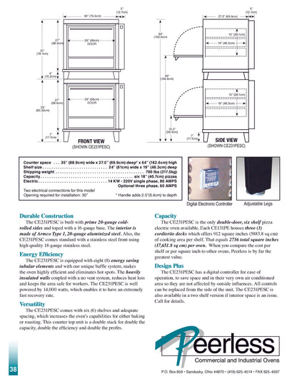 Peerless CE231PESC Double Stack Electric Deck Oven