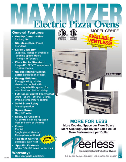 Peerless CE61PE Two Section Electric Deck Oven