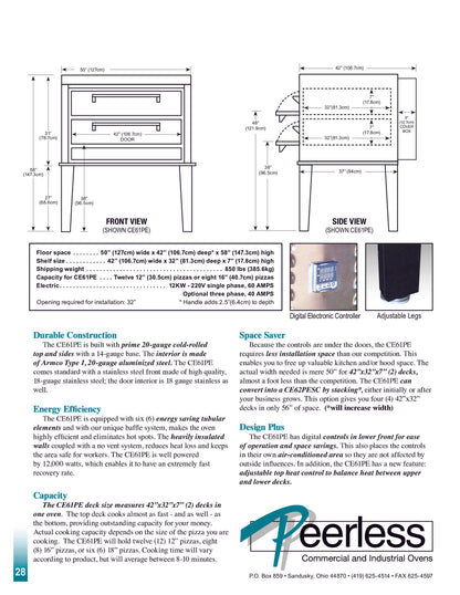 Peerless CE61PE Two Section Electric Deck Oven