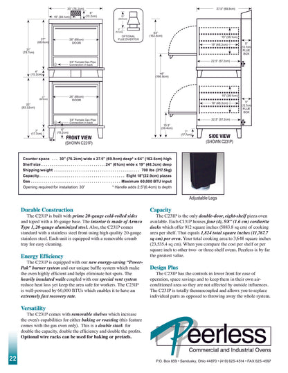 Peerless C231P Double Stack Gas Deck Oven